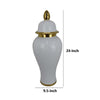 Risy Covered Jar | 24’’ | Gold Finial | White Curved Ceramic Base BM334809
