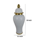 Risy Covered Jar | 24’’ | Gold Finial | White Curved Ceramic Base BM334809