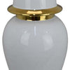 Risy Covered Jar | 17’’ | Gold Finial | White Curved Ceramic Base BM334810