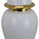 Risy Covered Jar | 17’’ | Gold Finial | White Curved Ceramic Base BM334810