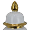 Risy Covered Jar | 17’’ | Gold Finial | White Curved Ceramic Base BM334810
