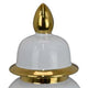 Risy Covered Jar | 17’’ | Gold Finial | White Curved Ceramic Base BM334810