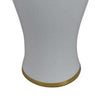 Risy Covered Jar | 17’’ | Gold Finial | White Curved Ceramic Base BM334810