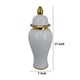 Risy Covered Jar | 17’’ | Gold Finial | White Curved Ceramic Base BM334810