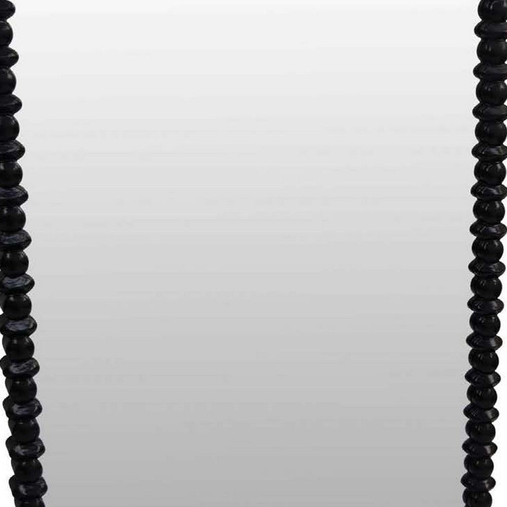 Perz Wall Mirror | 42’’ | Square Frame | Black Beaded Wood Frame BM334811