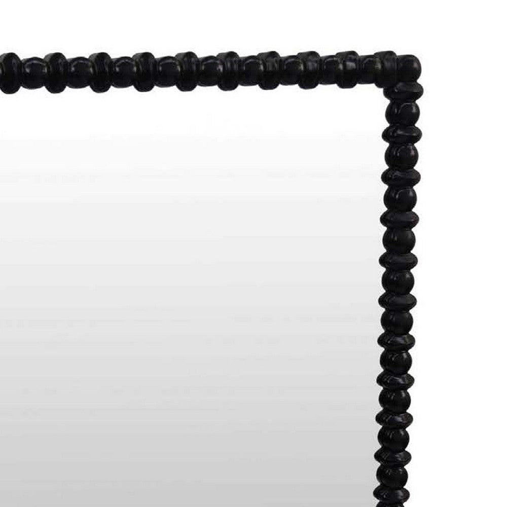 Perz Wall Mirror | 42’’ | Square Frame | Black Beaded Wood Frame BM334811