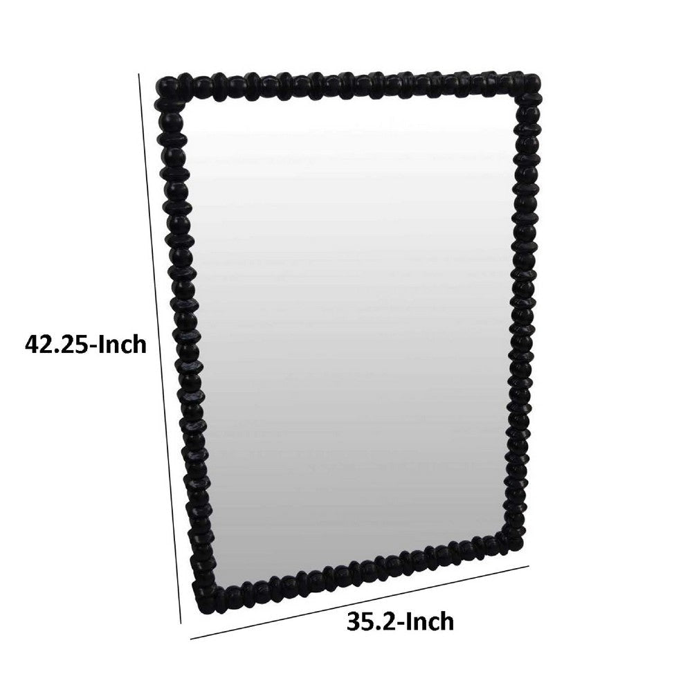 Perz Wall Mirror | 42’’ | Square Frame | Black Beaded Wood Frame BM334811
