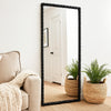 Perz Floor Mirror | 72" | Rectangular Shaped Black Beaded Wood Frame