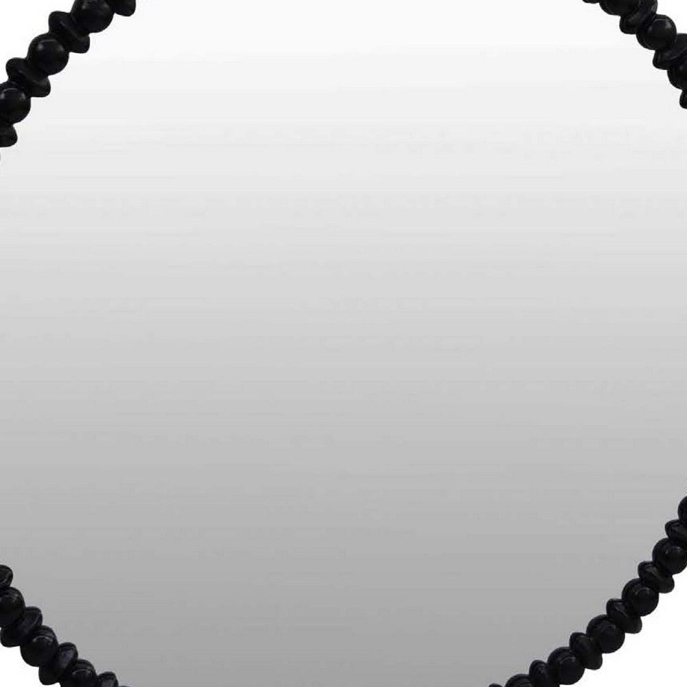 Perz Wall Mirror | 36’’ | Round Shape with Black Beaded Wood Frame BM334813