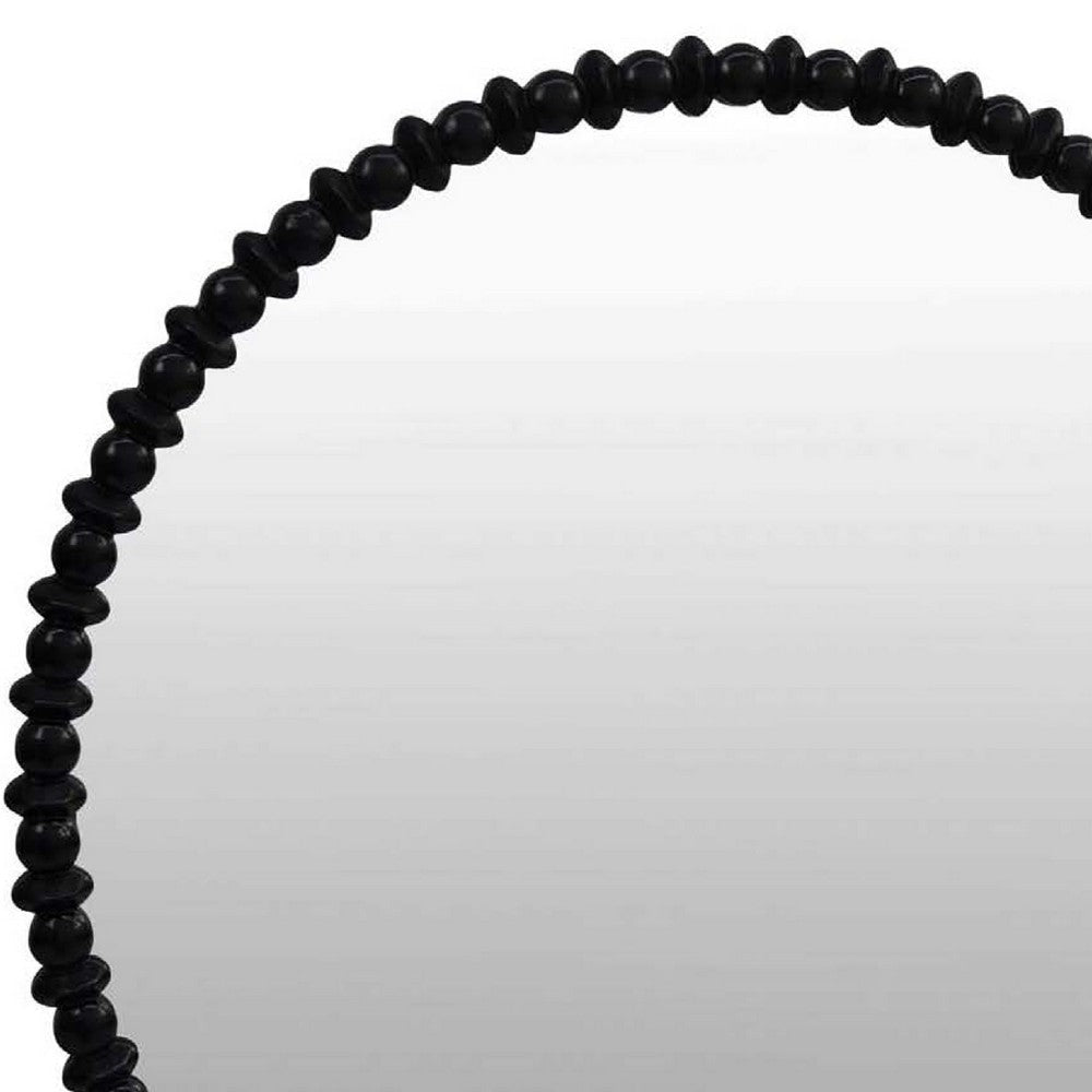 Perz Wall Mirror | 36’’ | Round Shape with Black Beaded Wood Frame BM334813