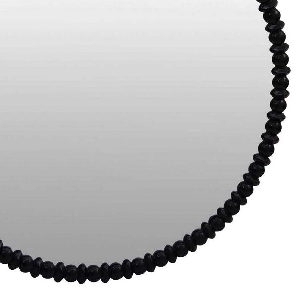 Perz Wall Mirror | 36’’ | Round Shape with Black Beaded Wood Frame BM334813