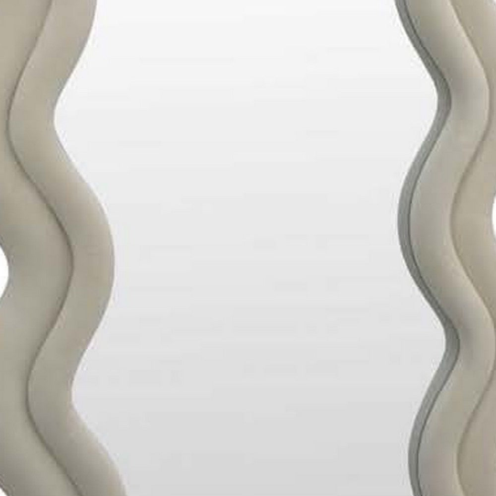 Izy Floor Mirror | 63’’ | Light Beige Wavy Abstract Frame | Wood BM334814