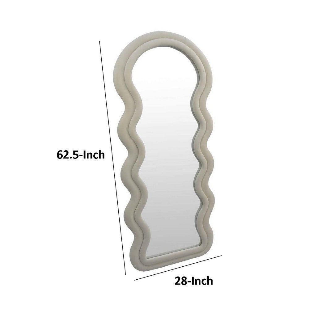 Izy Floor Mirror | 63’’ | Light Beige Wavy Abstract Frame | Wood BM334814