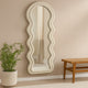 Izy Floor Mirror | 63" | Light Beige Wavy Abstract Frame | Wood