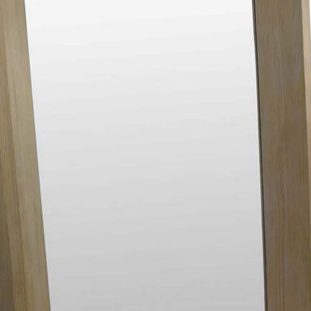 Cisy Floor Mirror | 75’’ | Light Oak Brown Wood Rectangular Frame BM334815