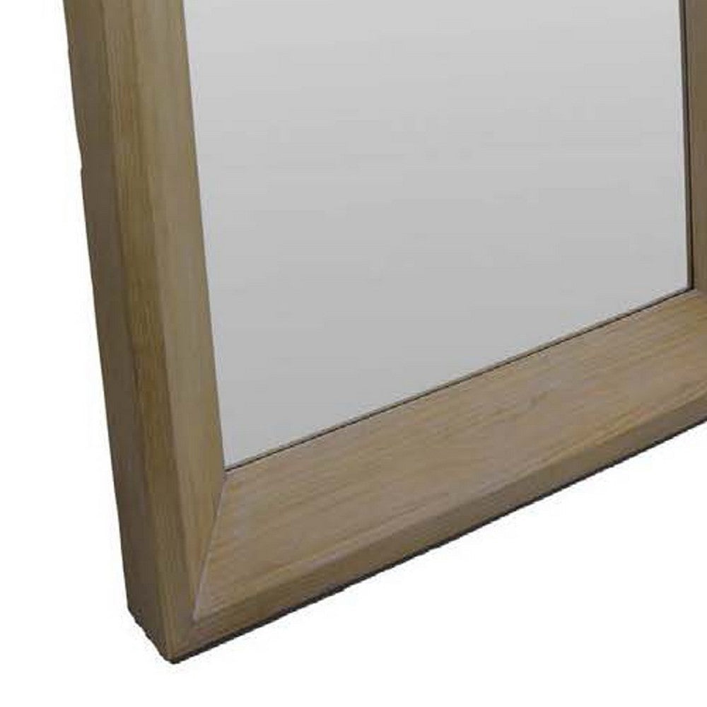 Cisy Floor Mirror | 75’’ | Light Oak Brown Wood Rectangular Frame BM334815