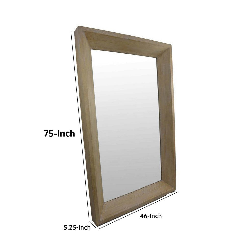 Cisy Floor Mirror | 75’’ | Light Oak Brown Wood Rectangular Frame BM334815