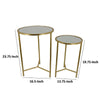 Modern Plant Stand Table Set of 2 | Round Mirror Top | Gold Metal Base BM334816