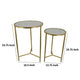 Modern Plant Stand Table Set of 2 | Round Mirror Top | Gold Metal Base BM334816