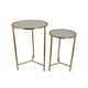 Modern Plant Stand Table Set of 2 | Round Mirror Top | Gold Metal Base