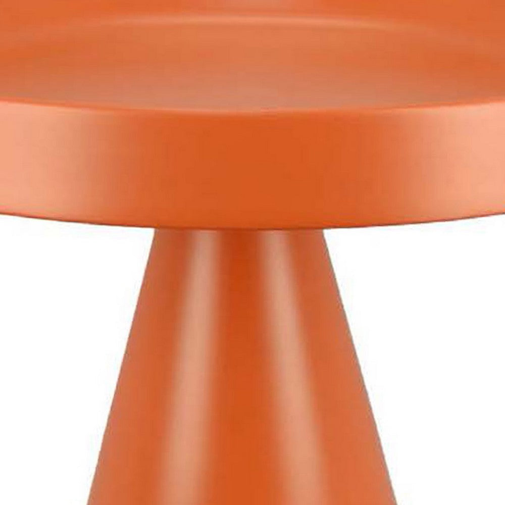 Plant Stand Table | 19’’ Round Top Cone Pedestal Base | Orange Metal BM334817