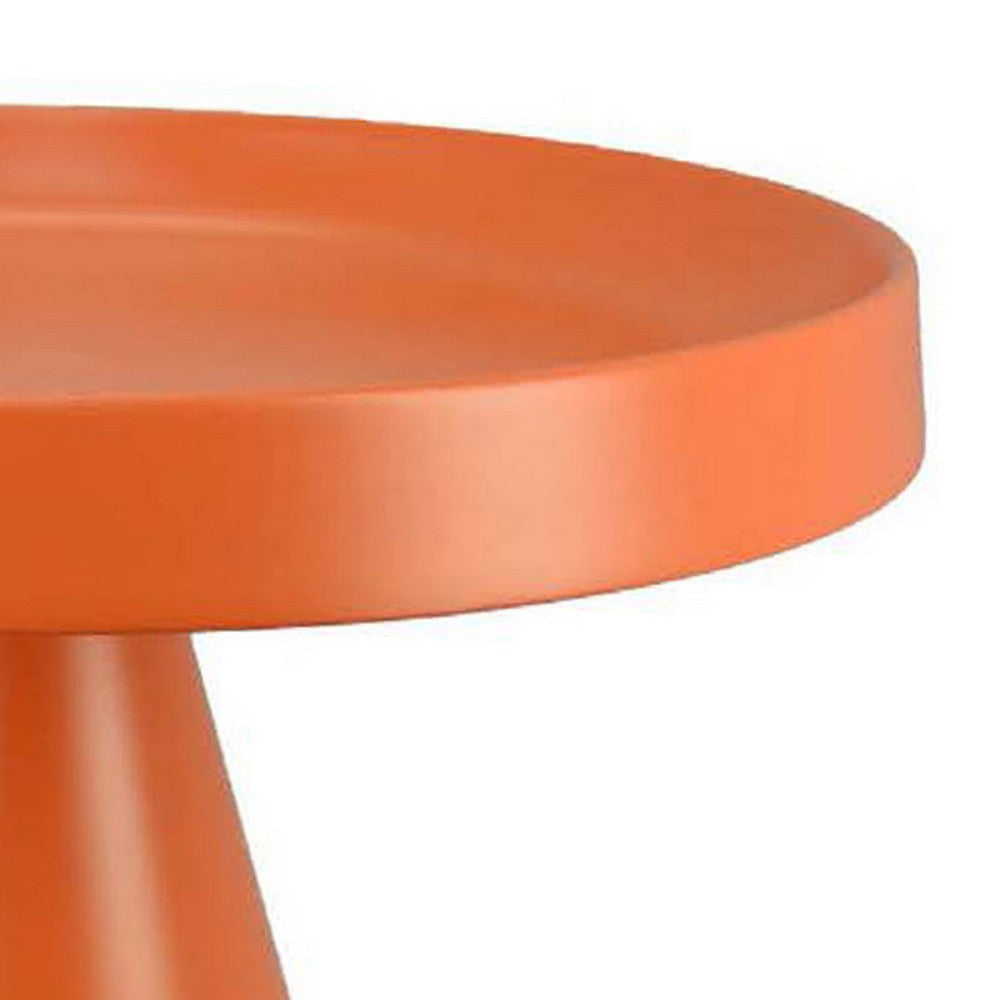 Plant Stand Table | 19’’ Round Top Cone Pedestal Base | Orange Metal BM334817