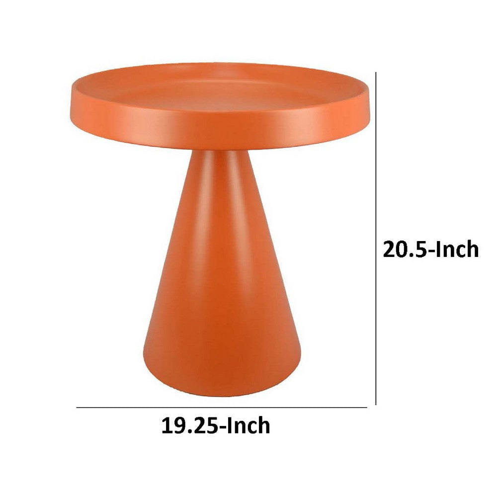 Plant Stand Table | 19’’ Round Top Cone Pedestal Base | Orange Metal BM334817