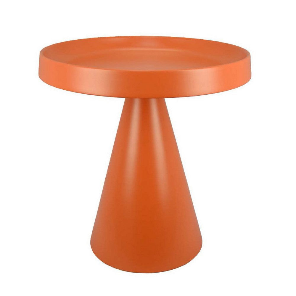 Plant Stand Table | 19" Round Top Cone Pedestal Base | Orange Metal