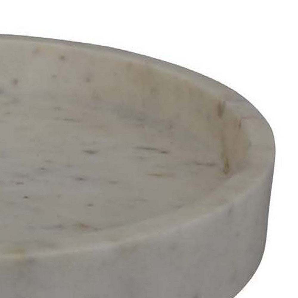 Accent Decorative Bowl | Tray Edge Antique Style White Marble | 13’’ BM334819