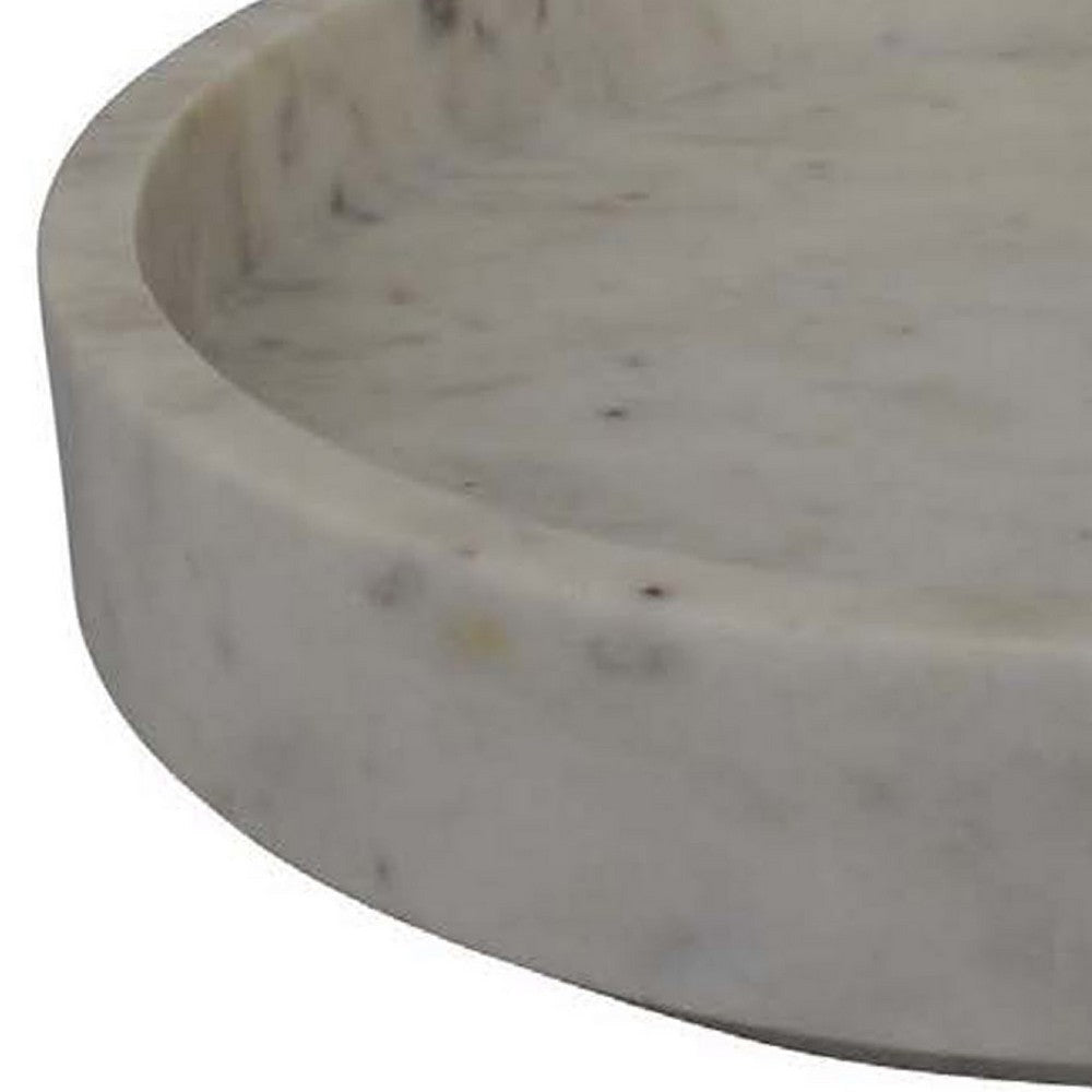 Accent Decorative Bowl | Tray Edge Antique Style White Marble | 13’’ BM334819