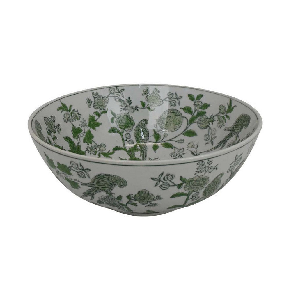 Accent Decorative Bowl | Chinoiserie Art Inspired White Gray Finish