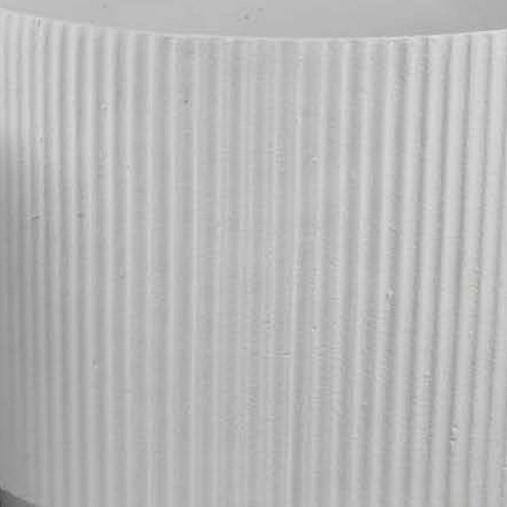 Modern Bowl Planter Set of 2 | Ribbed Edge | Serene White Terracotta BM334821