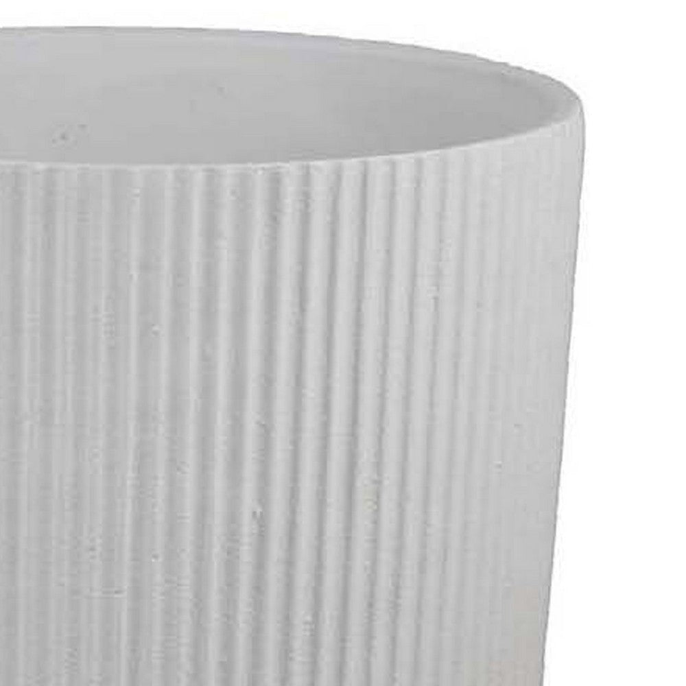 Modern Bowl Planter Set of 2 | Ribbed Edge | Serene White Terracotta BM334821