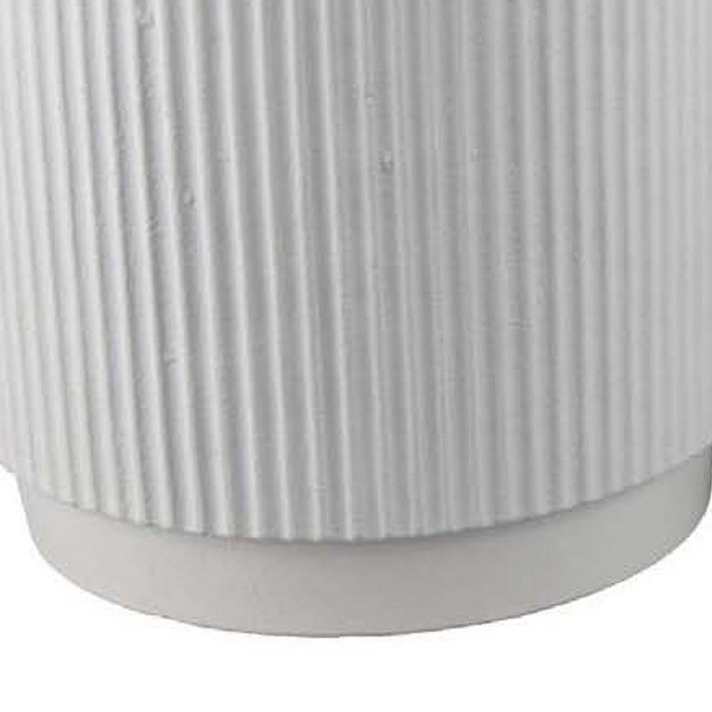 Modern Bowl Planter Set of 2 | Ribbed Edge | Serene White Terracotta BM334821