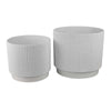 Modern Bowl Planter Set of 2 | Ribbed Edge | Serene White Terracotta