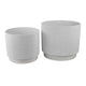 Modern Bowl Planter Set of 2 | Ribbed Edge | Serene White Terracotta