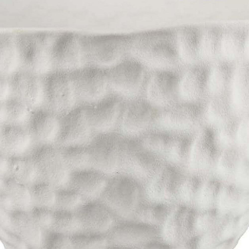 Decorative Bowl Shaped Planter | Modern Hammered White Ceramic 12’’ BM334832