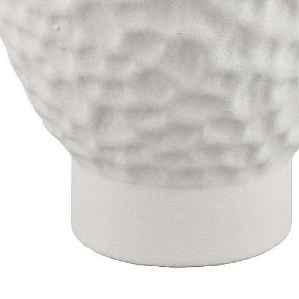 Decorative Bowl Shaped Planter | Modern Hammered White Ceramic 12’’ BM334832