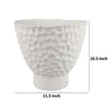 Decorative Bowl Shaped Planter | Modern Hammered White Ceramic 12’’ BM334832