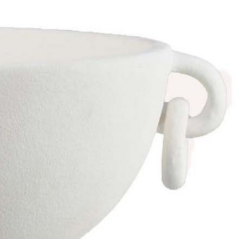 Decorative Bowl Planter | 2 Round Handles | Modern White Ceramic 14’’ BM334835