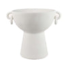 Decorative Bowl Planter | 2 Round Handles | Modern White Ceramic 14"