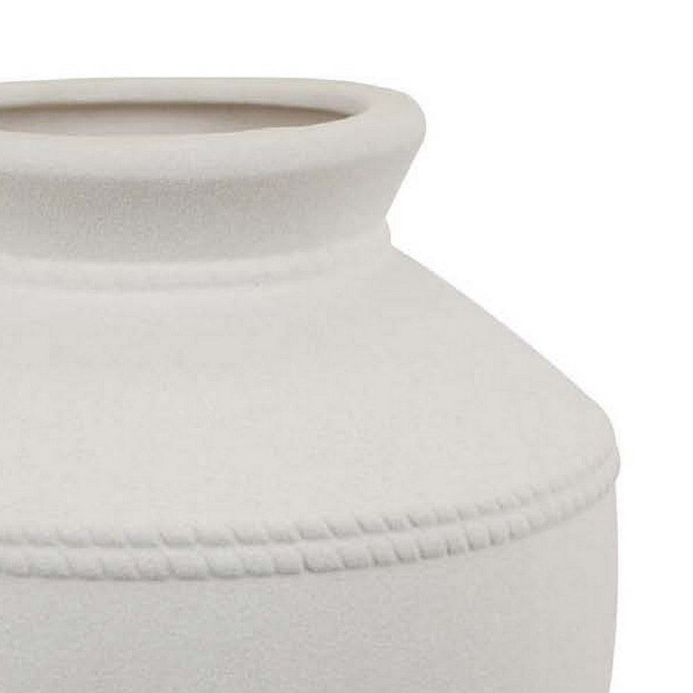Modern Decorative Flower Vase | Textured White Ceramic 16’’ BM334836