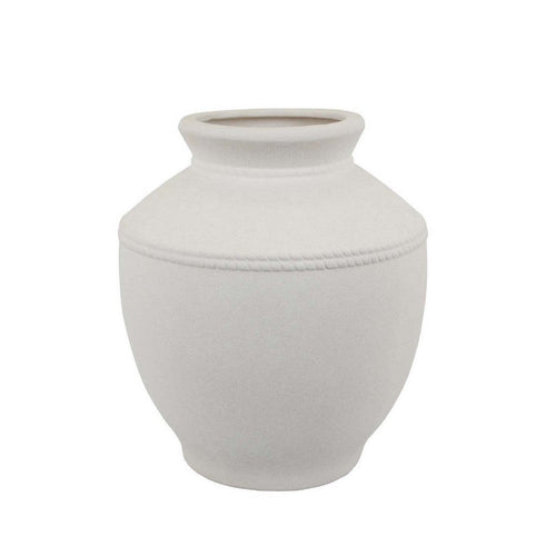 Modern Decorative Flower Vase | Textured White Ceramic 16"
