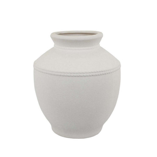 Modern Decorative Flower Vase | Textured White Ceramic 16"