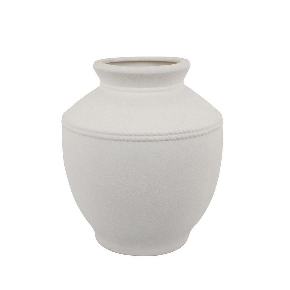 Modern Decorative Flower Vase | Textured White Ceramic 16"