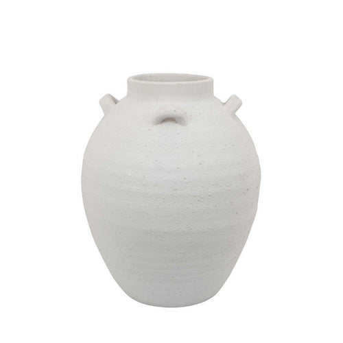 Dero Decorative Flower Vase | White Ceramic | Antique Urn Style | 14"
