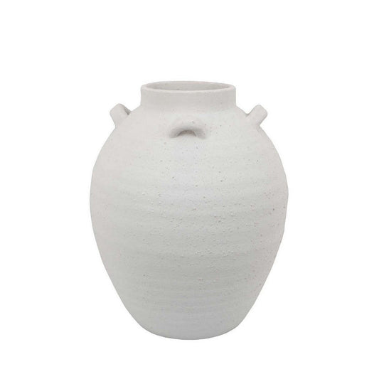 Dero Decorative Flower Vase | White Ceramic | Antique Urn Style | 14"