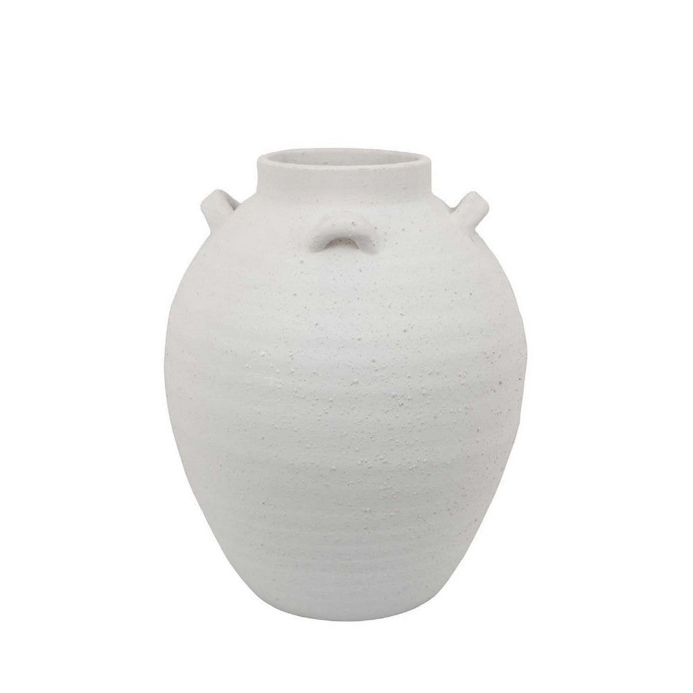 Dero Decorative Flower Vase | White Ceramic | Antique Urn Style | 14"