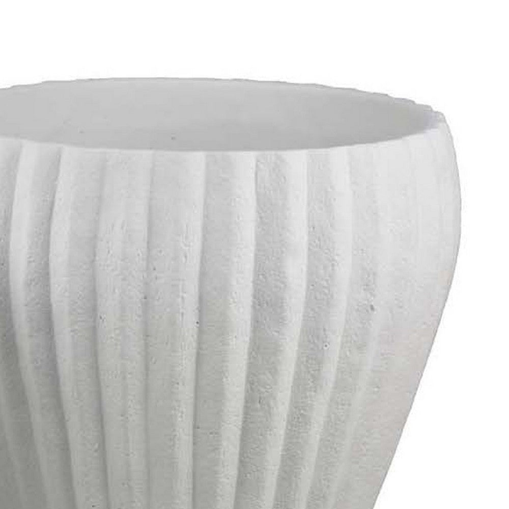 Accent Bowl Planter Set of 2 | Ribbed Edges White Terracotta 14’’ 11’’ BM334842