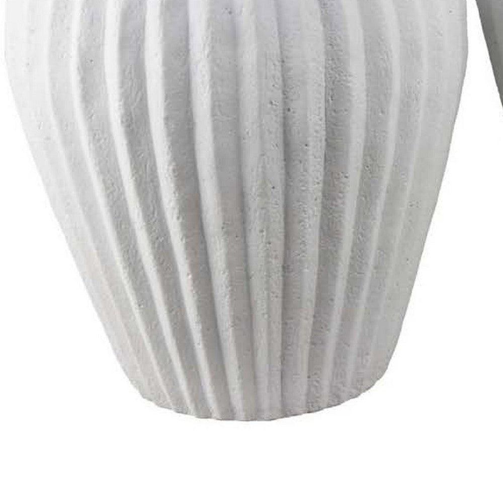 Accent Bowl Planter Set of 2 | Ribbed Edges White Terracotta 14’’ 11’’ BM334842
